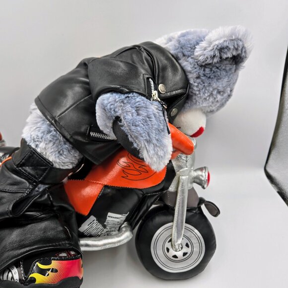 Harley Davidson Build-A-Bear Plush Bear Motorcycle Light Up Ears Jacket Chaps - Picture 12 of 15